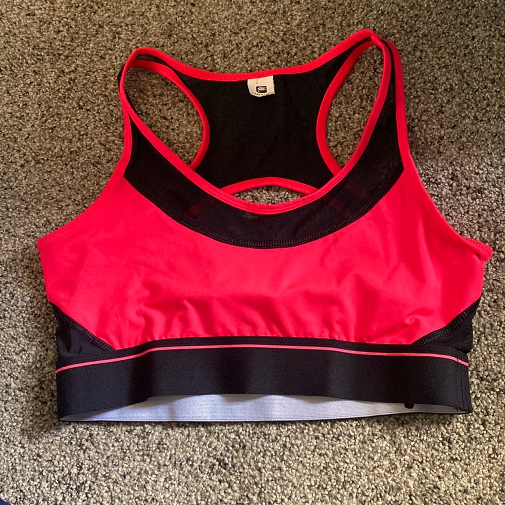 Fabletics Black/Pink Sports Bra, Size Large, Good condition